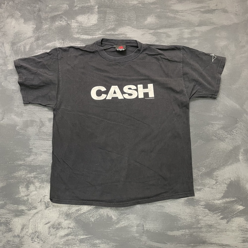 vintage Johnny Cash Zion Rootswear Signature shirt mens xl BLack 2000s y2k